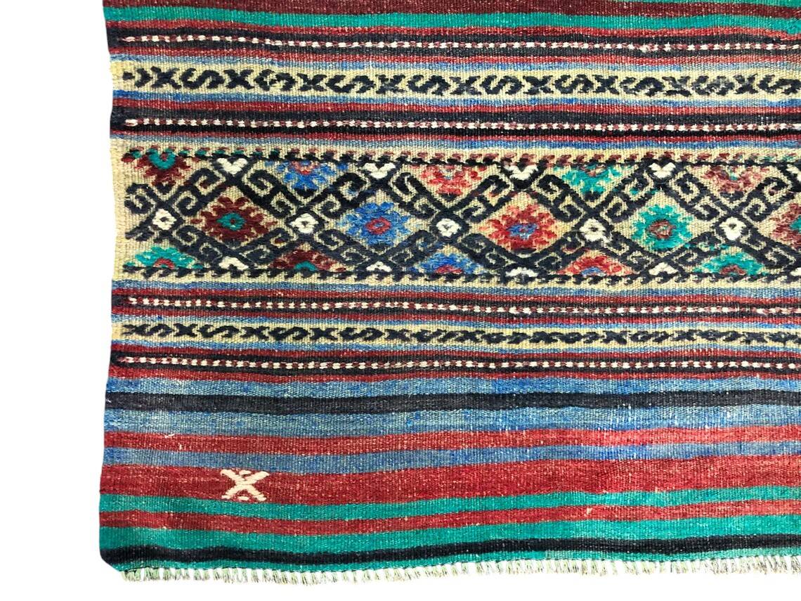 Neutral Turkish Stripe Kilim Rug