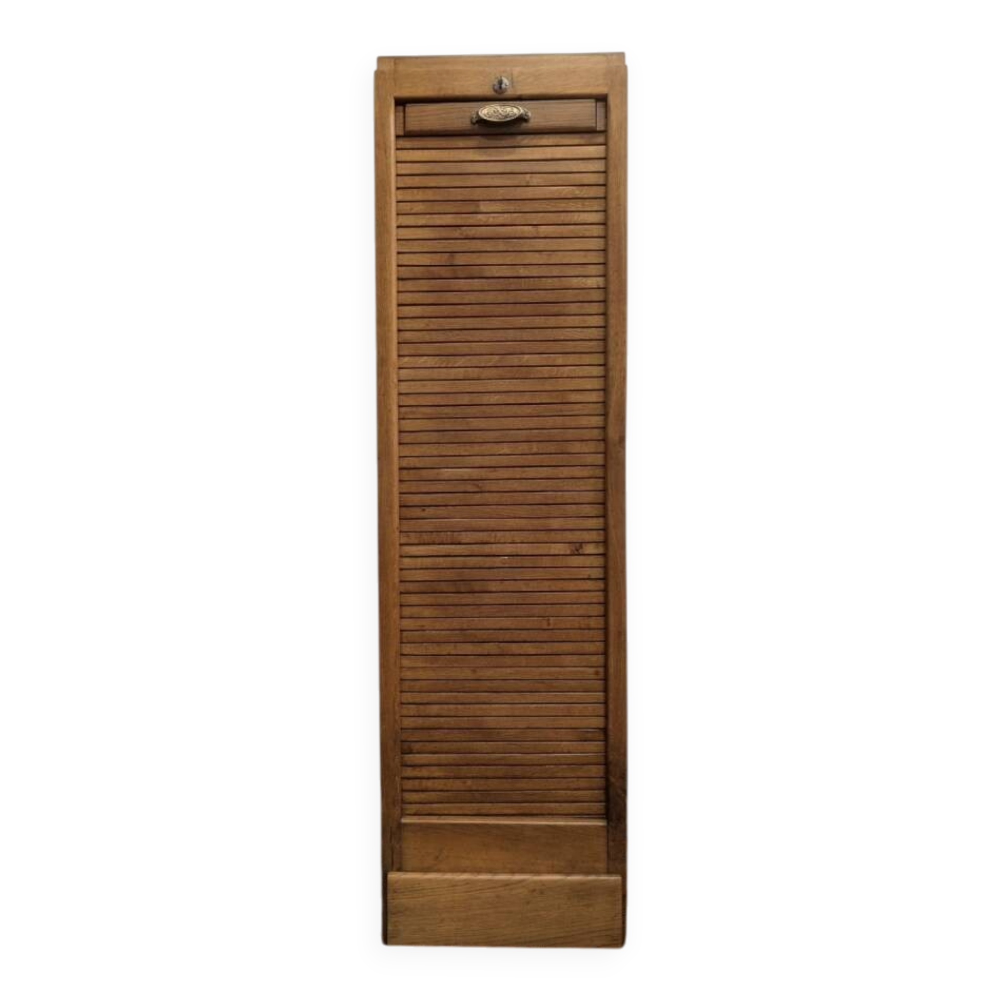 Antique tambour file cabinet, high-end, single, France, 1930s