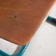 Vintage turquoise blue school chairs (c.1950). Set of 4 pieces.