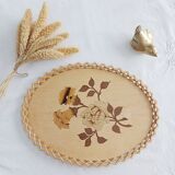 Wooden tray, flower pattern