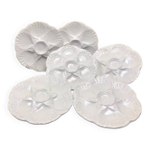 6 assiettes à huîtres blanche barbotine Sarreguemines