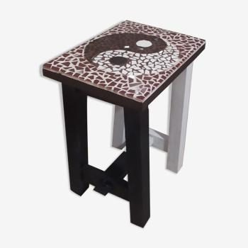 Table d’appoint unique mosaïque fait main yin yang