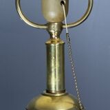 Lampe de table en rotin, bambou et laiton, Italie années 1970