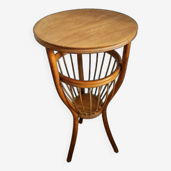 Rattan worker pedestal table from the 1950s