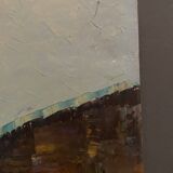 Oil on canvas mid-20th century marine boats at the quayside by P. Lemeut