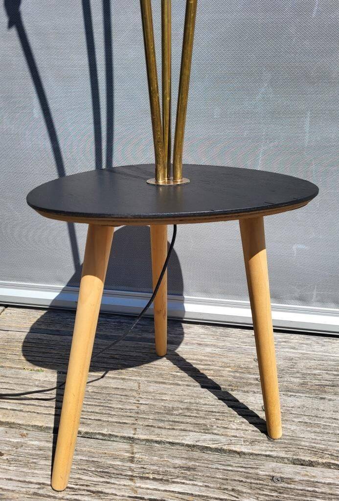 Three-light painter's table lamp in brass from the 1950s.