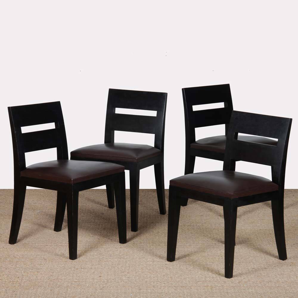 Set of 4 Archipel chairs in leather by Christian Liaigre, 1994