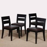 Set of 4 Archipel chairs in leather by Christian Liaigre, 1994