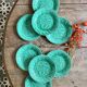 Set of 8 vintage green faience dessert plates, majolica.