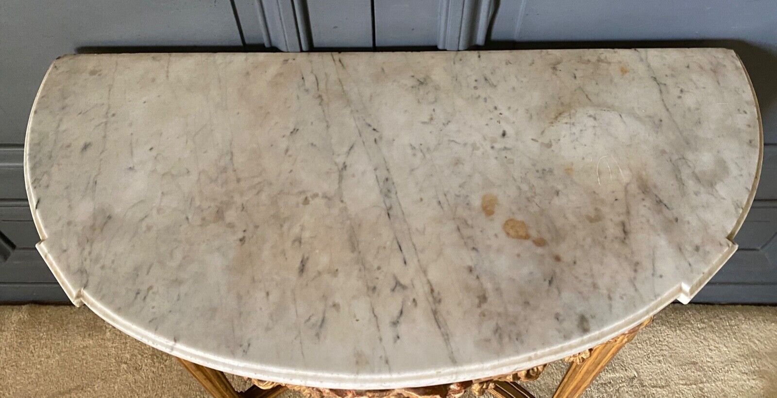 Console XVIII wooden gold louis xvi white marble flower falls