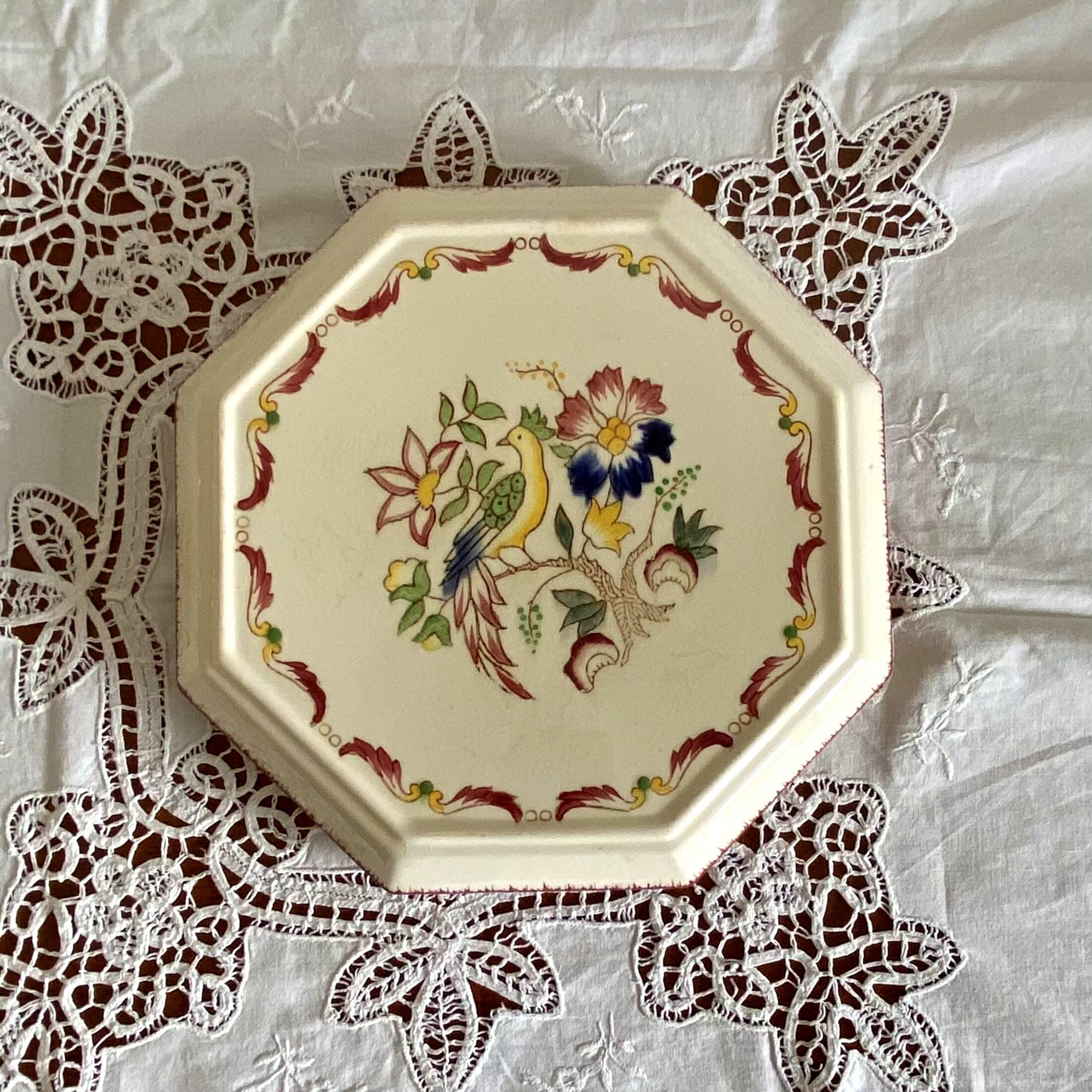 Longwy earthenware trivet octagonal vintage tableware ACC-7140