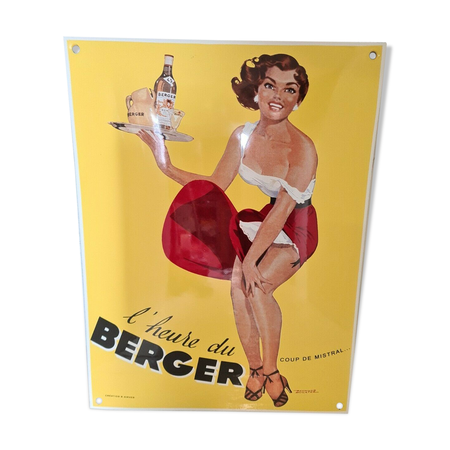 Pin'up berger enamel plate