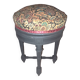 Black wood piano stool XIX Napoleon III style restoration fabric upholstery living room decoration