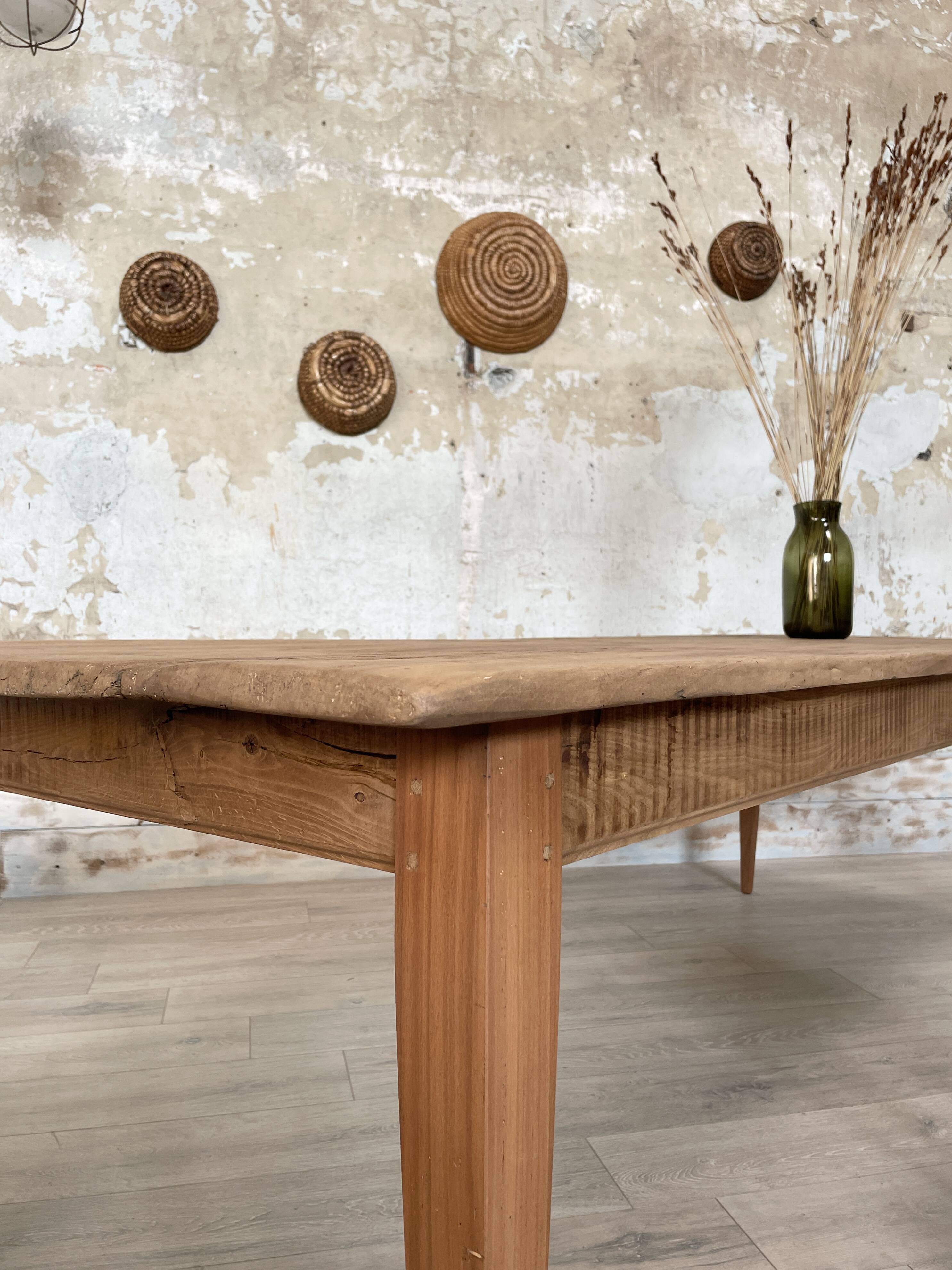 Vintage farm table with spindle legs.