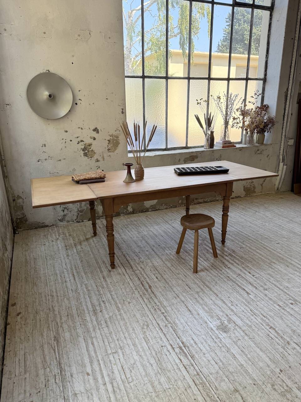 Table de ferme noyer à rallonges 150-250cm