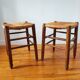 Pair of stools with straw seats, 1960