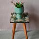 Plant stand side table 1970s Scandinavian patterns with tapered legs.
