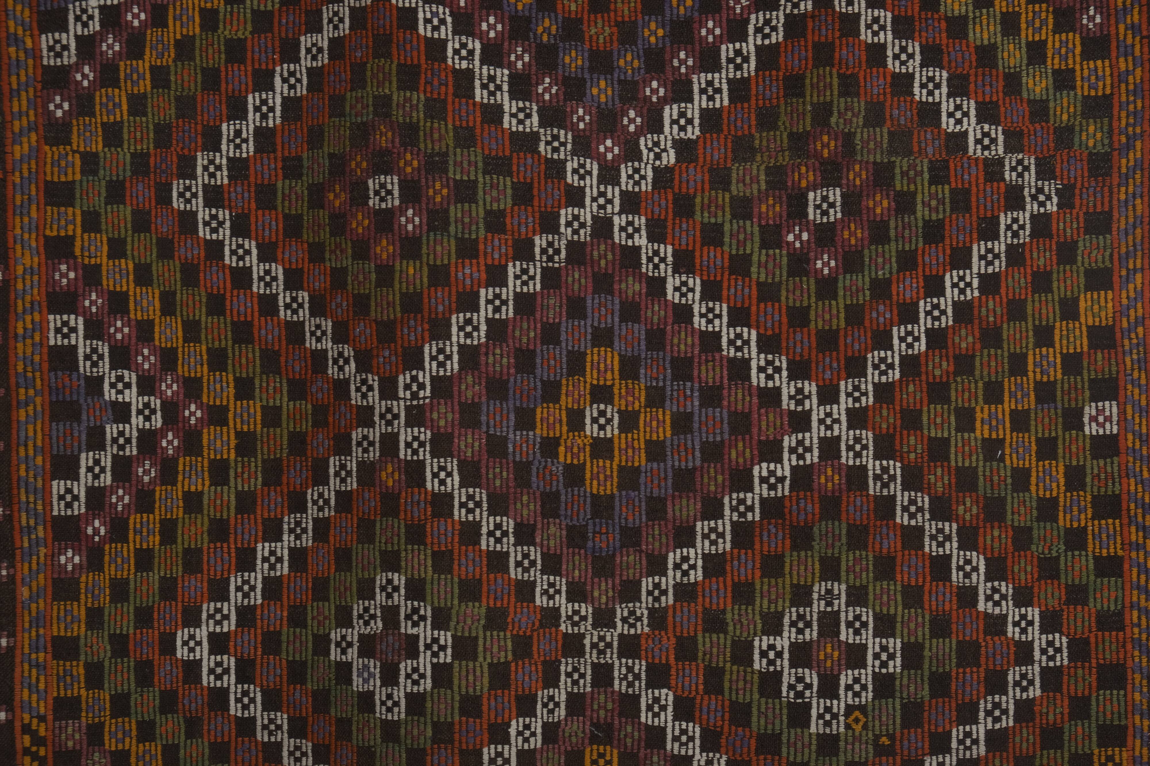 Turkish Geometric Jajim Flat-Weave Textile - Dining Room Kilim 5'3" X 8'10"