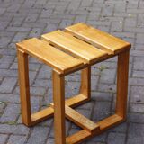 Vintage solid wood stool, modernist design 1970s