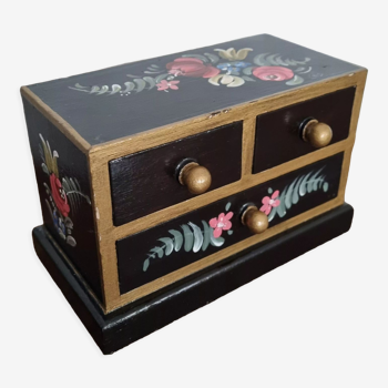 Vintage painted wooden jewel box