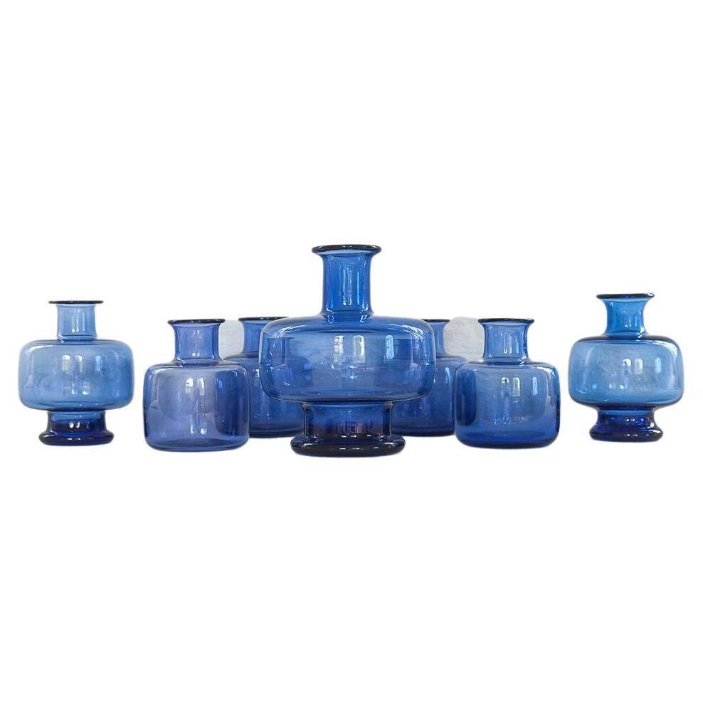 7 vases midcentury modern par Per Lutken pour Holmegaard, Danemark