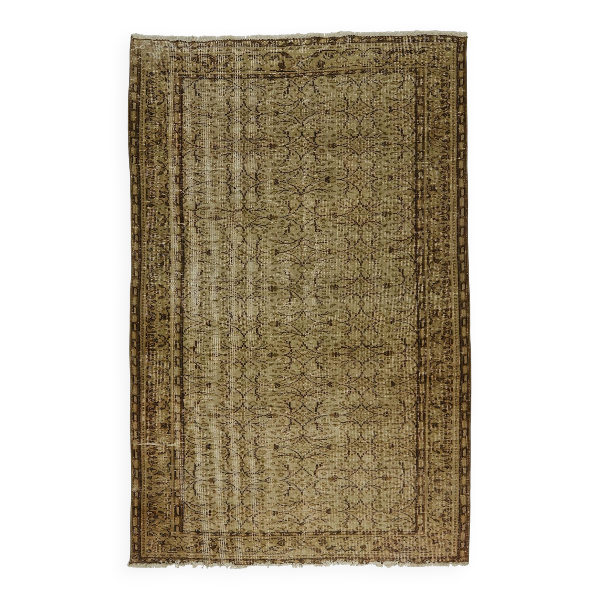 One-of-a-kind turkish handwoven vintage rug - rustic vintage charm 243x 151