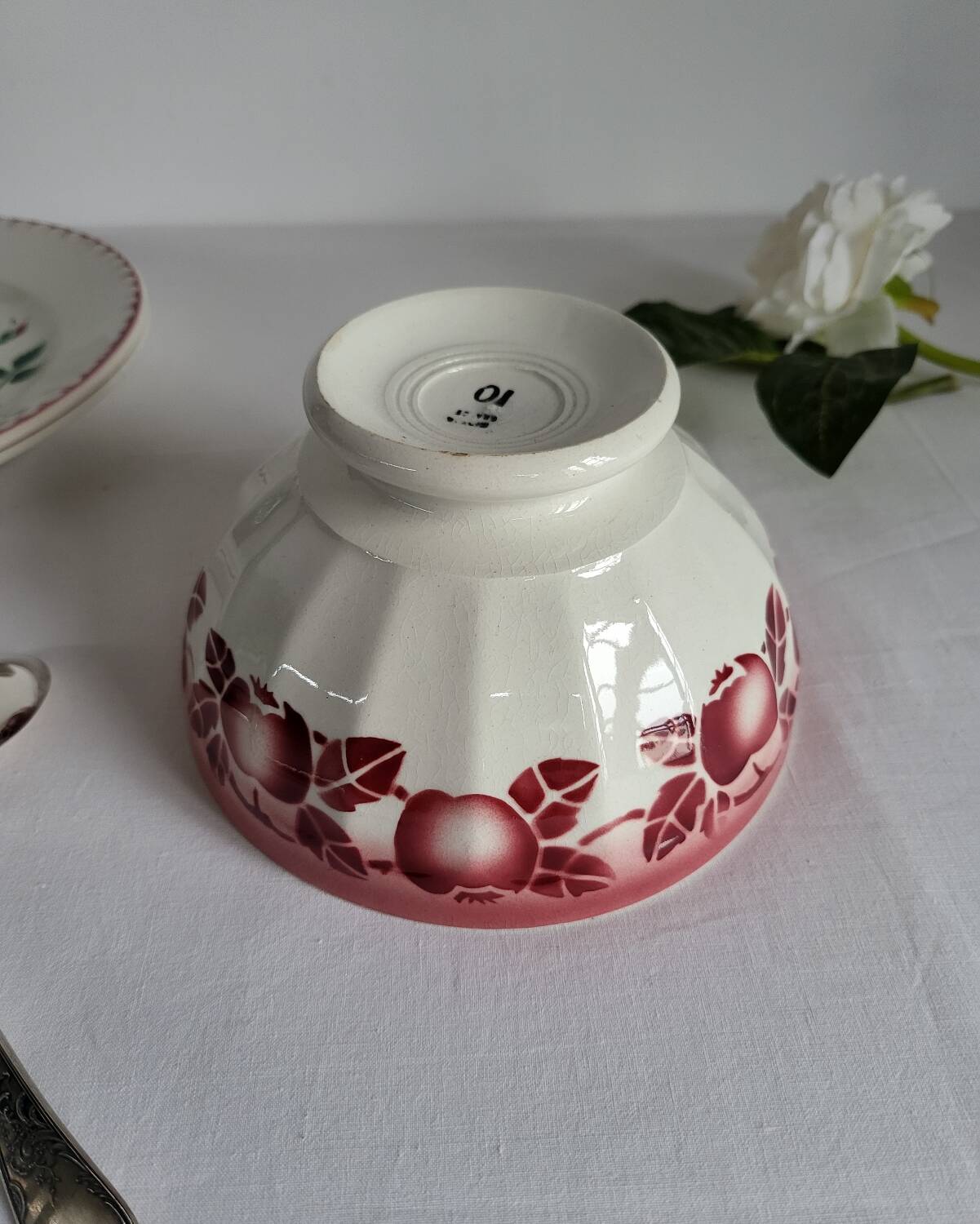 Antique faceted earthenware bowl, Digoin Badonviller