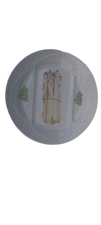 6 porcelain asparagus plates signed L'Hirondelle