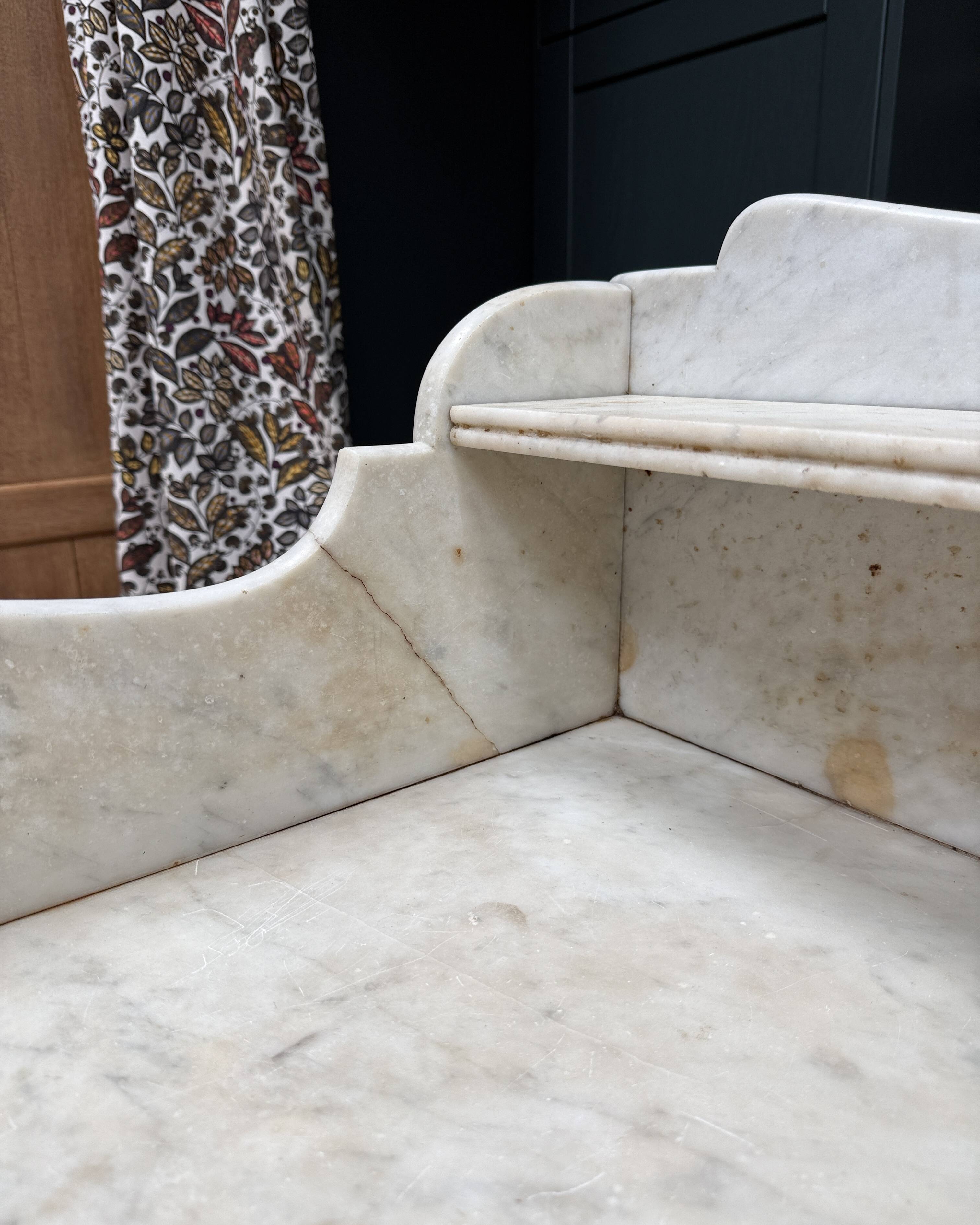 Antique pine and marble toilet furniture (renovated)