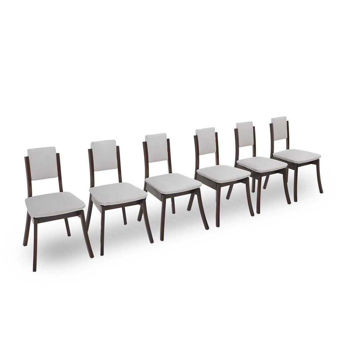 Grey velvet chairs by Angelo Mangiarotti for La Sorgente Del Mobile, 1970s, set of 6.