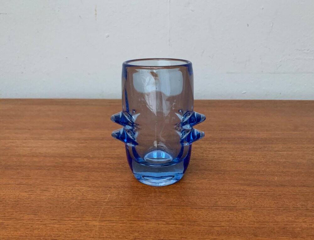 Blue glass vase model 20064 in Mid-Century style by Vladislav Urban for Hermanova Hut, 1960s.