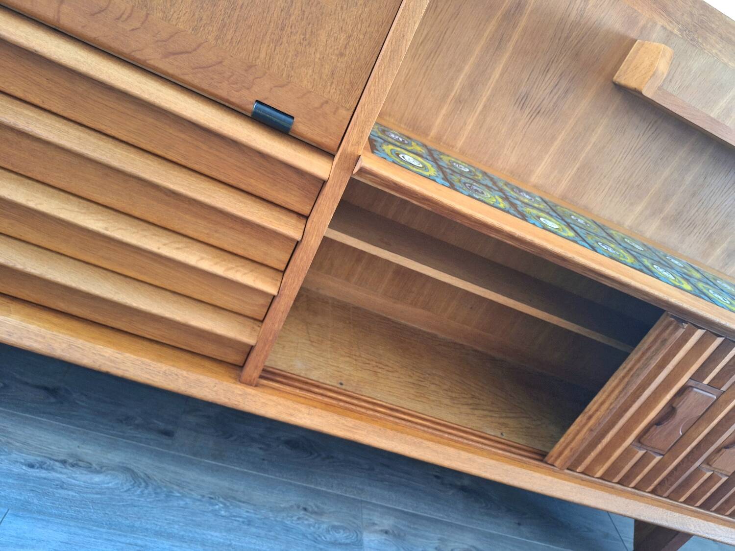 Guillerme et Chambron high sideboard, bar buffet, vintage secretary