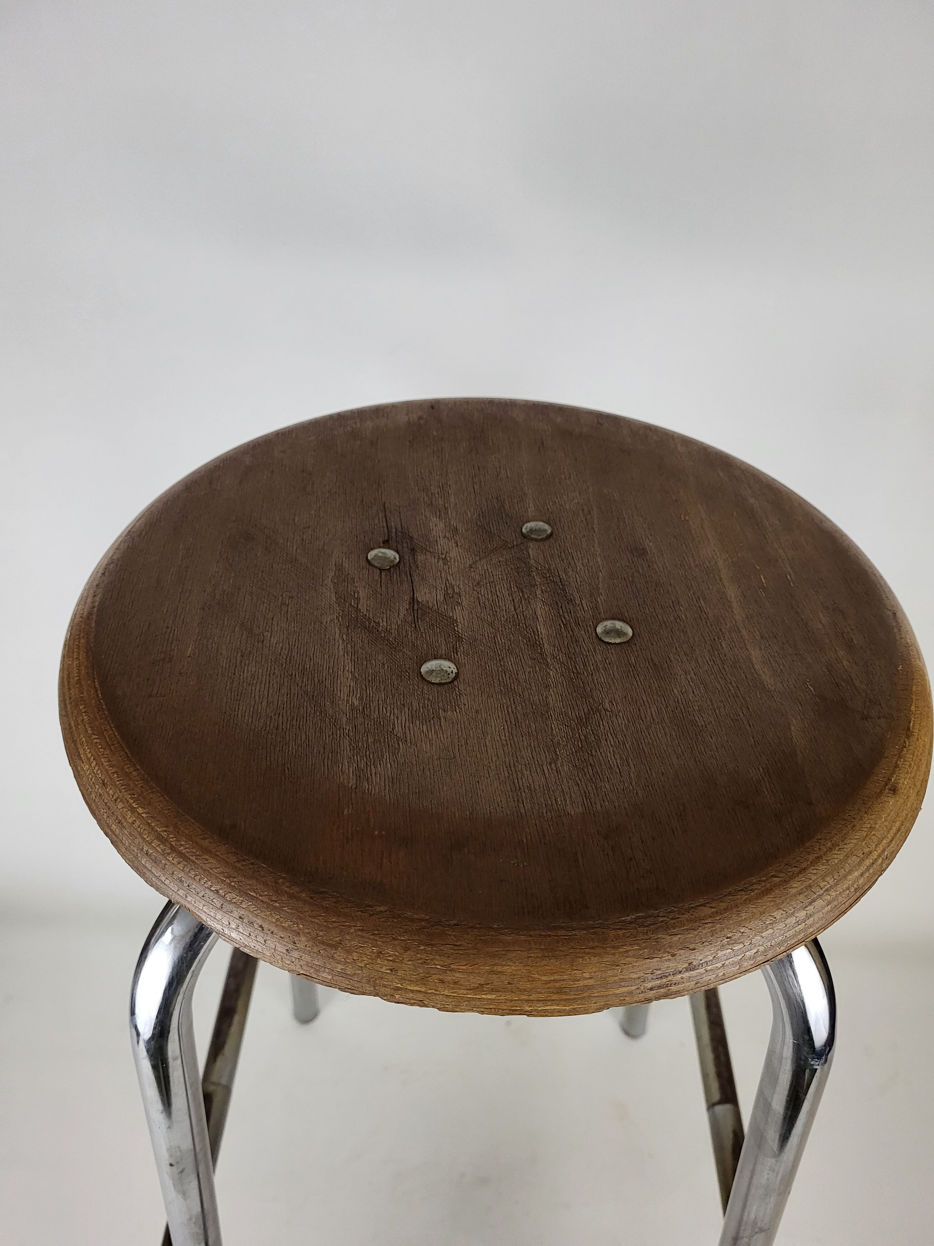 Industrial metal and wood stool