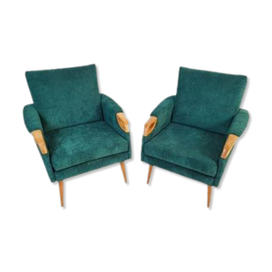 Set de 2 fauteuils en - velours vert