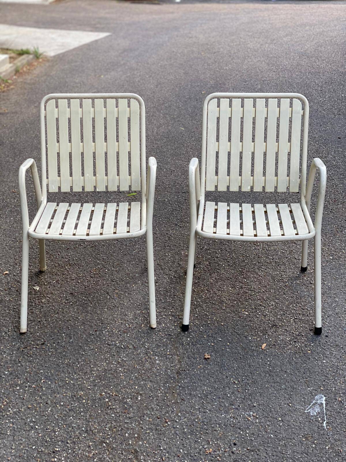 2 white emu rio garden armchairs with armrests