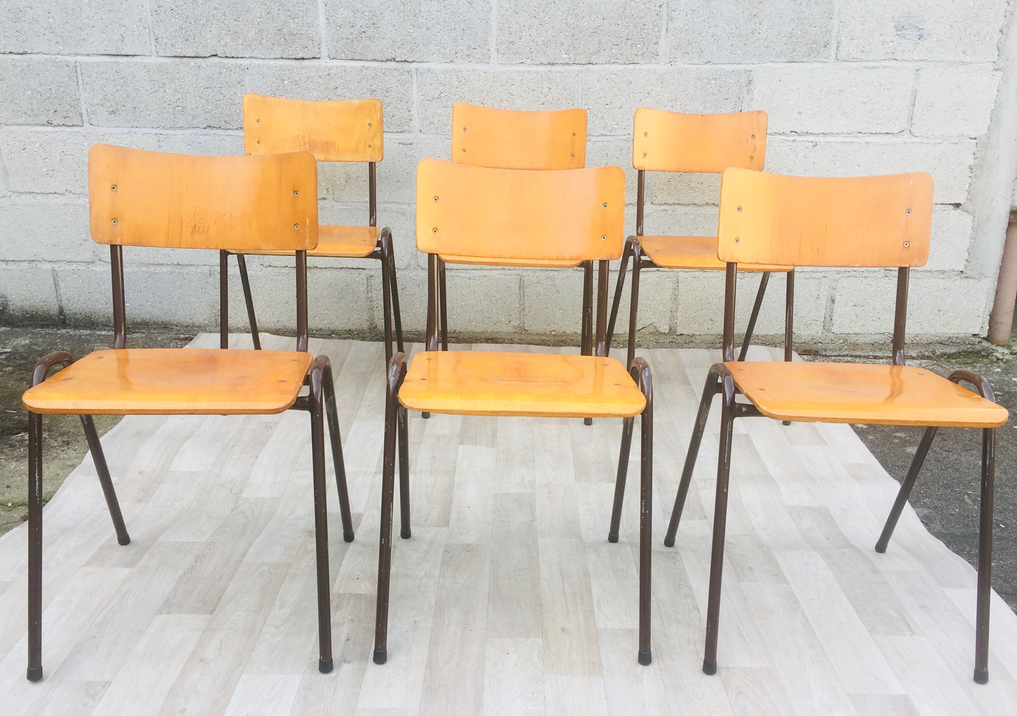 Set of 6 retro chairs in Vervoort wood