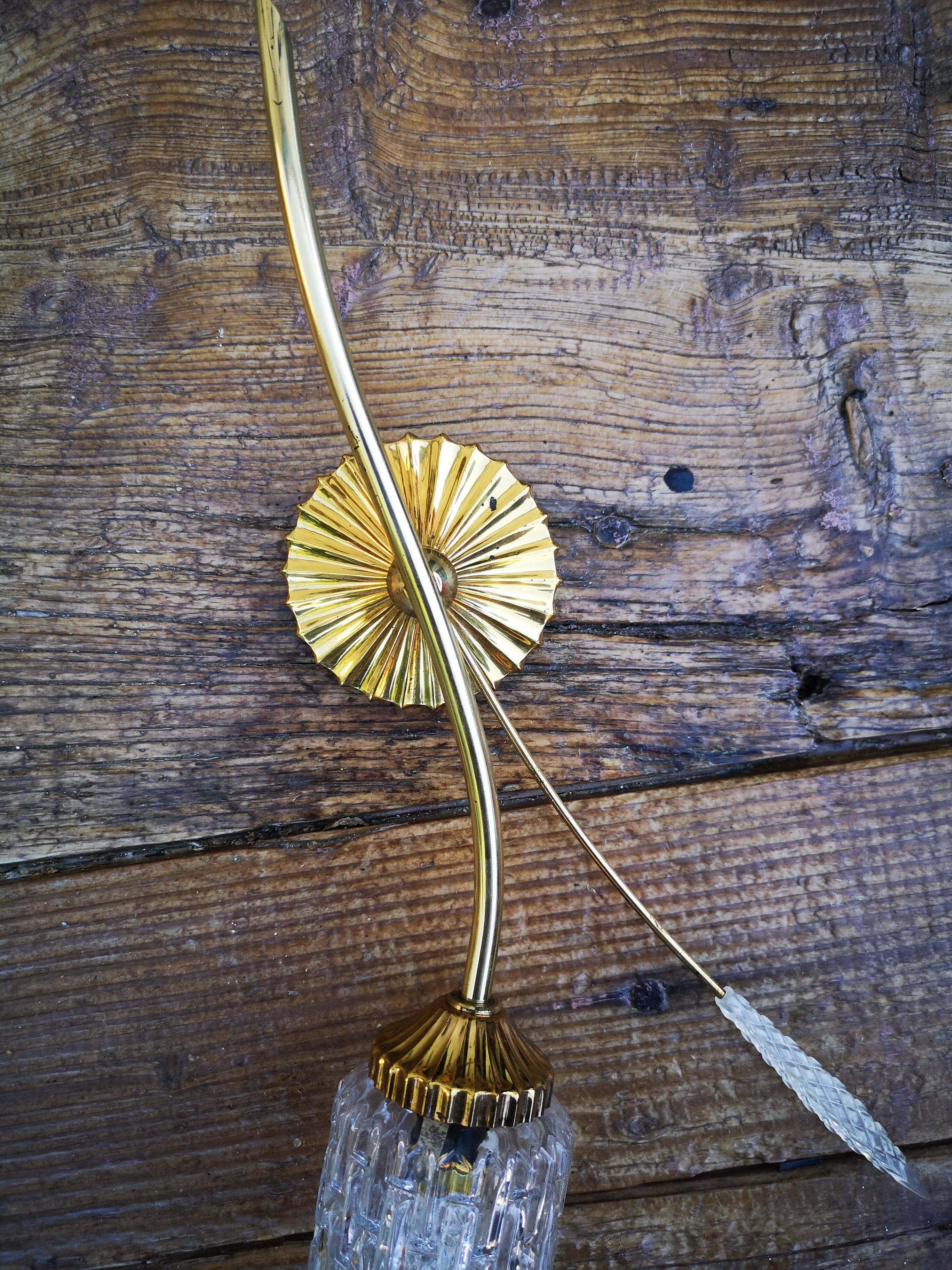 Vintage brass sconces and moulded glass wheat spikes