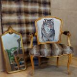 Armchair Louis XV head of wolf