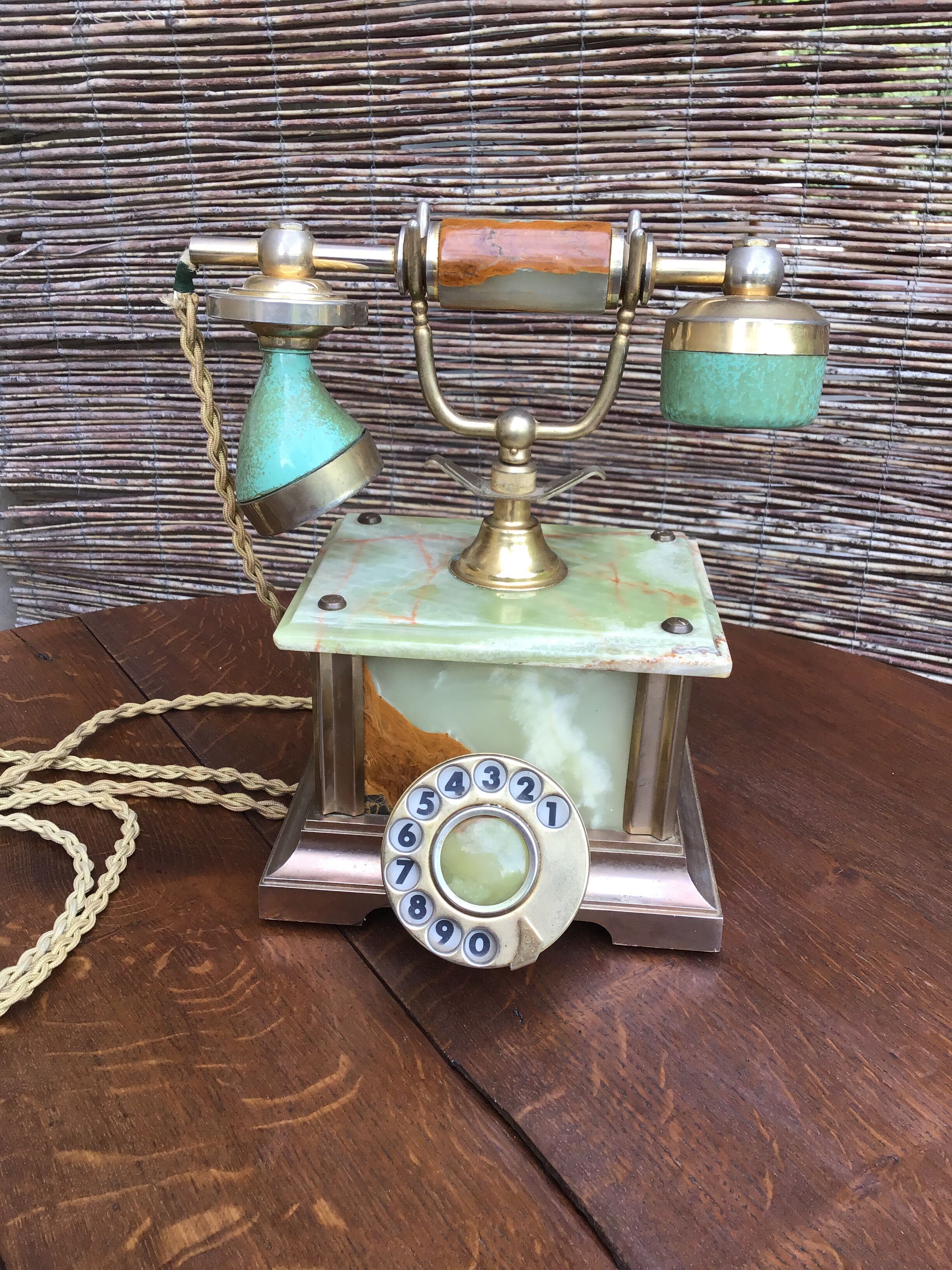 Gold-plated marble and metal phone