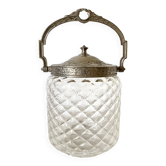 Old biscuit bucket in glass and metal