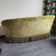 Old olive green toad bench