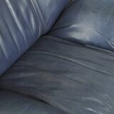 Leolux / vintage "tango" armchair in blue leather / jan armgardt / 1980s netherlands