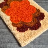 Vintage orange floral wool rug