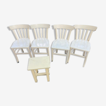 4 bistro chairs painted yellow