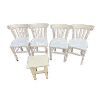 4 chaises bistrot peintes en jaune