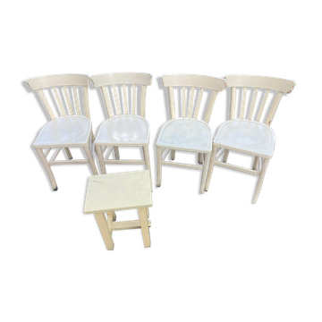 4 chaises bistrot peintes en jaune