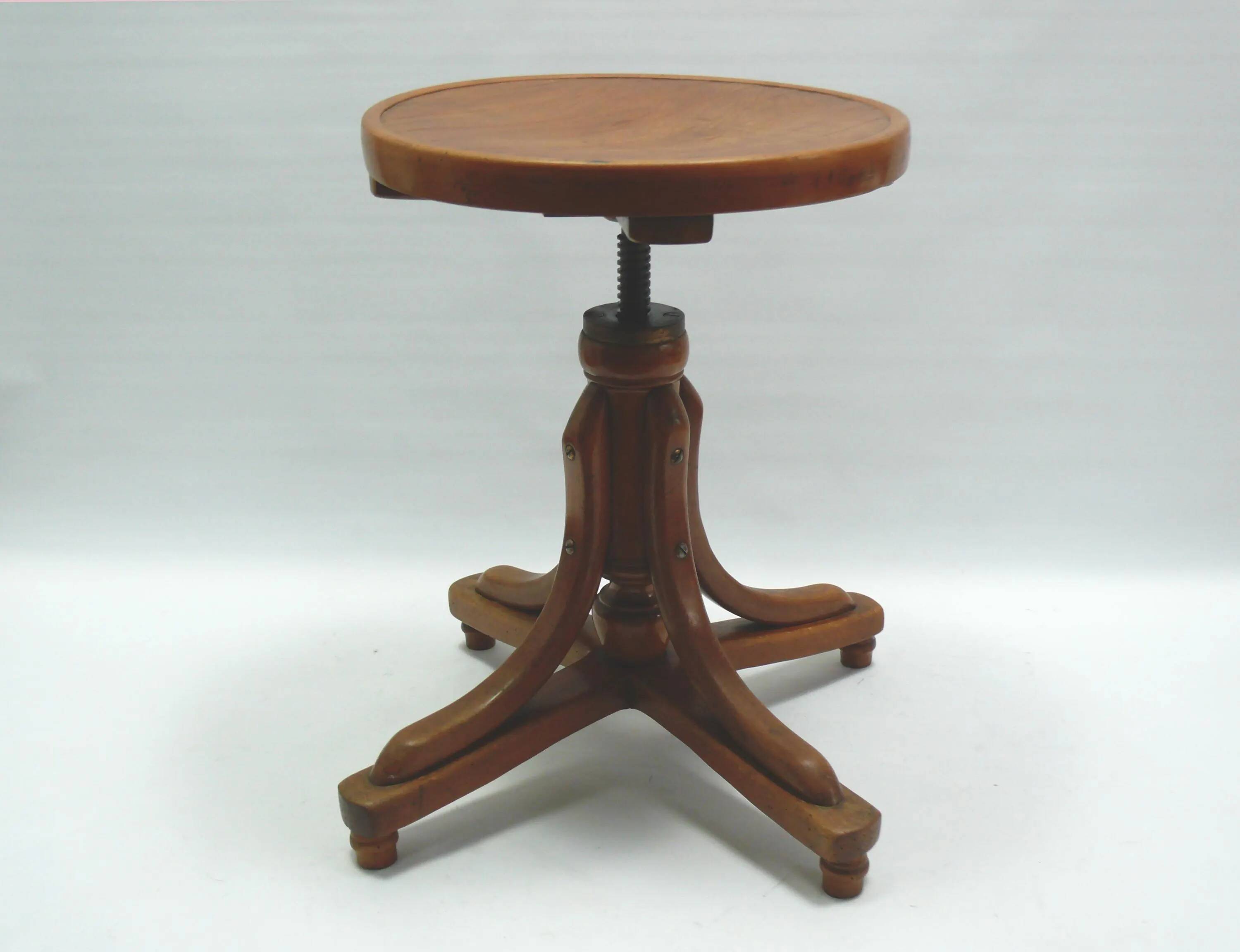 Tabouret de piano / tabouret pivotant, J. & J. Kohn company, tabouret ancien en bois courbé, vers 1900
