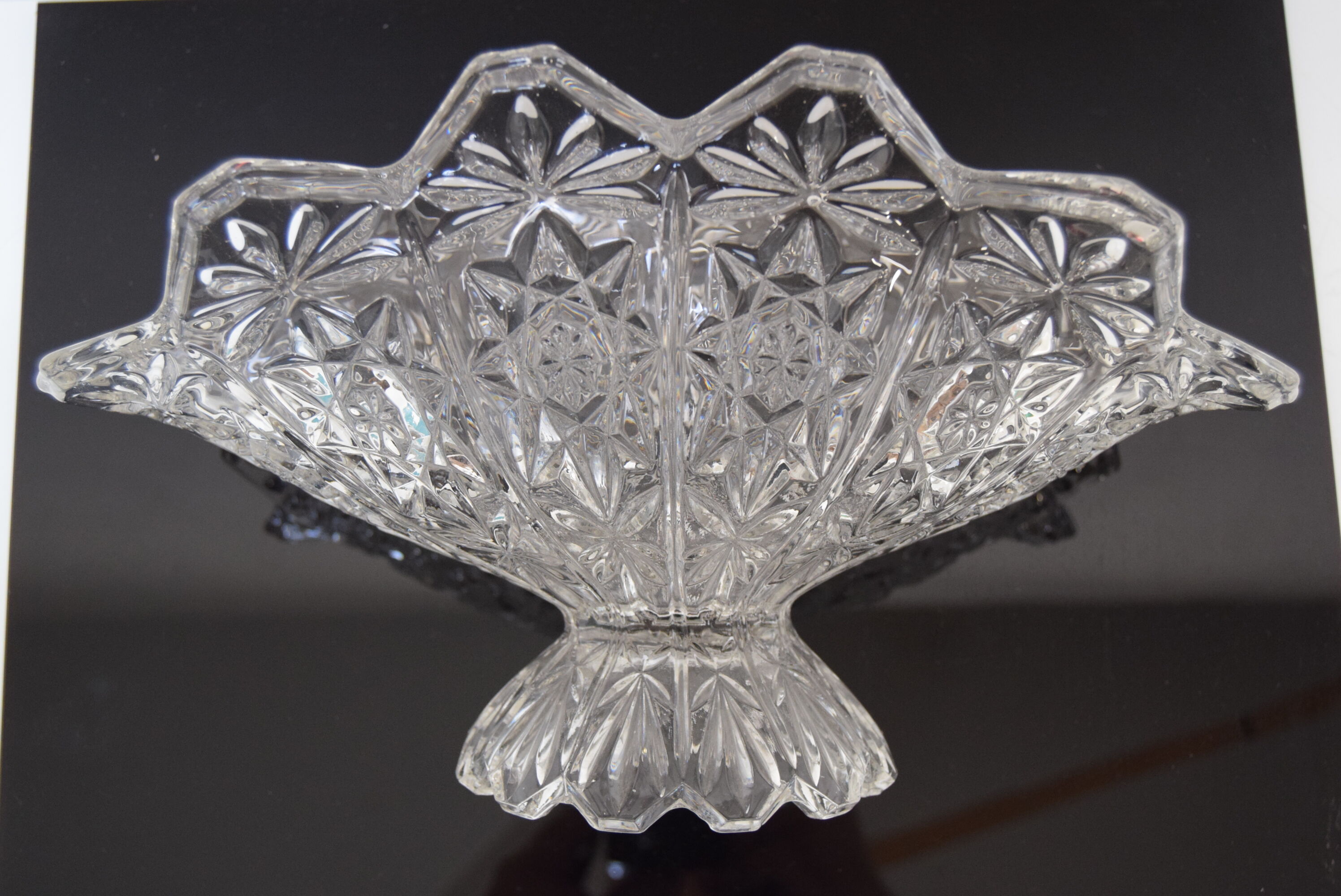 Vintage Crystal Glass Bowl,Glasswork Novy Bor,1950's.