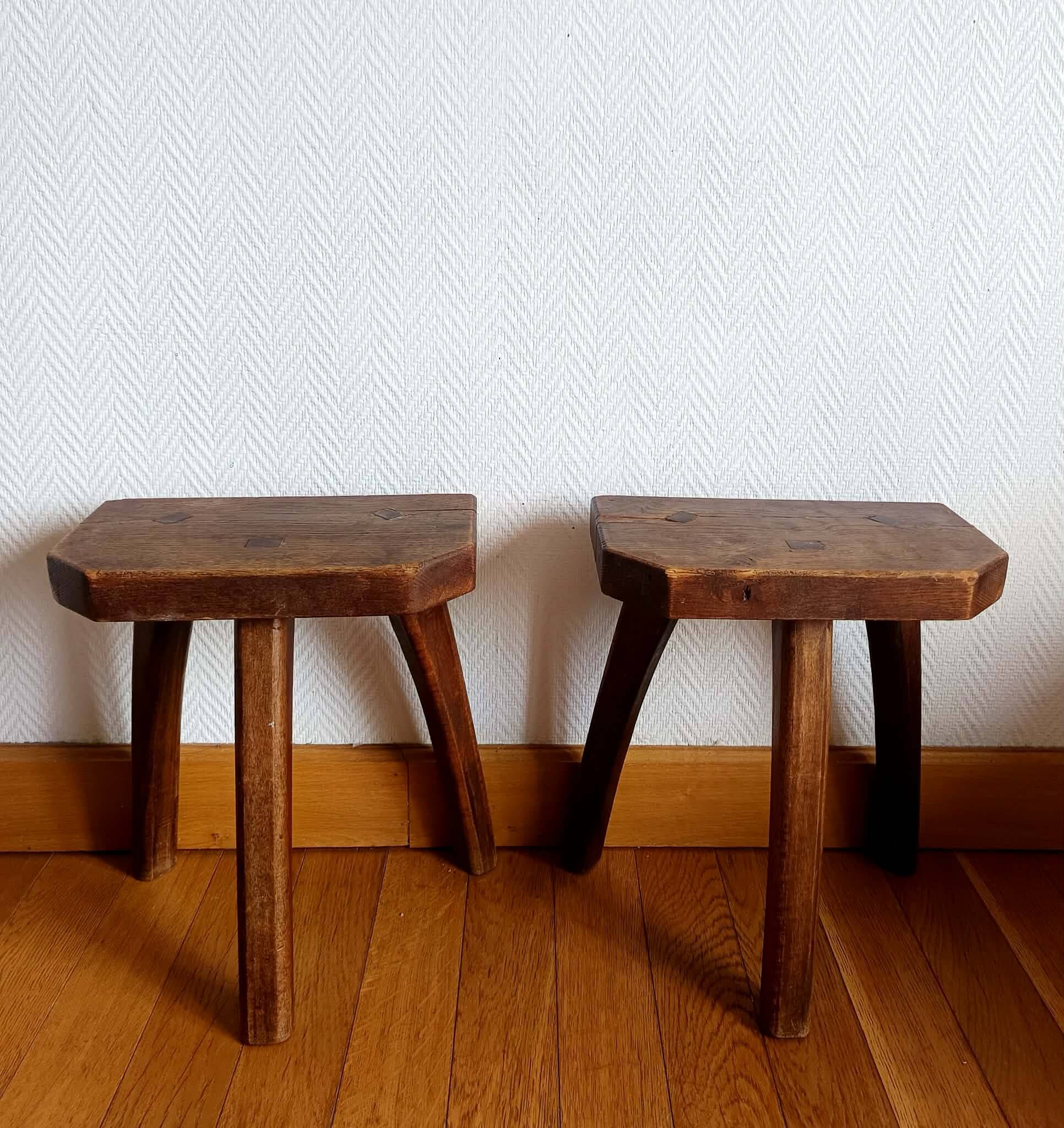 Pair of vintage brutalist stools