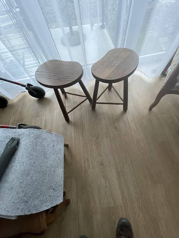 Solid oak tripod stools